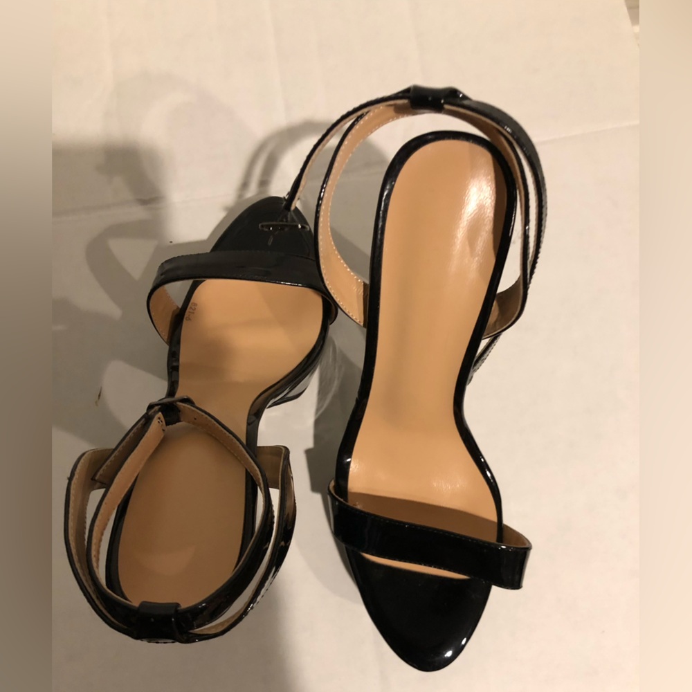 Black Patent Ankle-Strap Women's Sandals